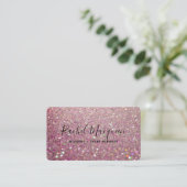 Elegant Sparkly Roos Pink Glitter Visitekaartje (Staand voorkant)