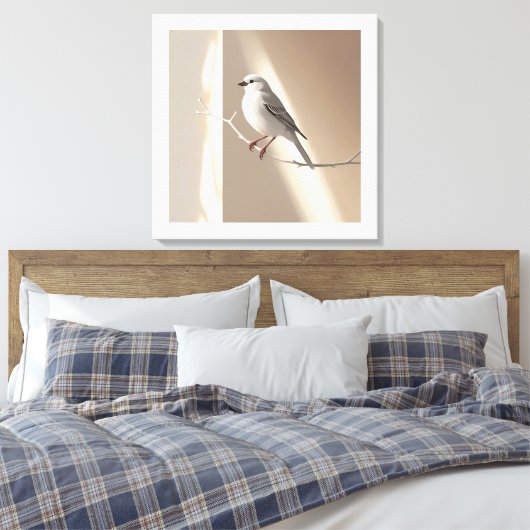 Elegant Sparrow Bird Wall Art Print – Minimalist (Insitu (Slaapkamer))