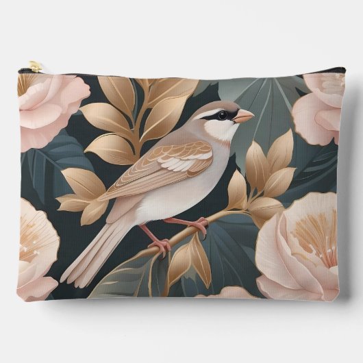 Elegant Sparrow Dusty Pink and Gold Floral Etui (Voorkant)