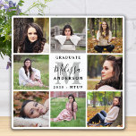 Elegant Speciaal 8 Fotocollage Afstuderen Fotoplaat<br><div class="desc">Viel je afstuderen en geef een speciaal gepersonaliseerd cadeau met dit aangepast fotocollage afstuderen plaque. Deze unieke fotocollage afstuderen plaque kenmerkt een monogram initiaal, naam in manuscript, het jaar van het afstuderen en de initialen van de school. Pas met 8 van uw favoriete seniorfoto's of foto's van het college aan,...</div>