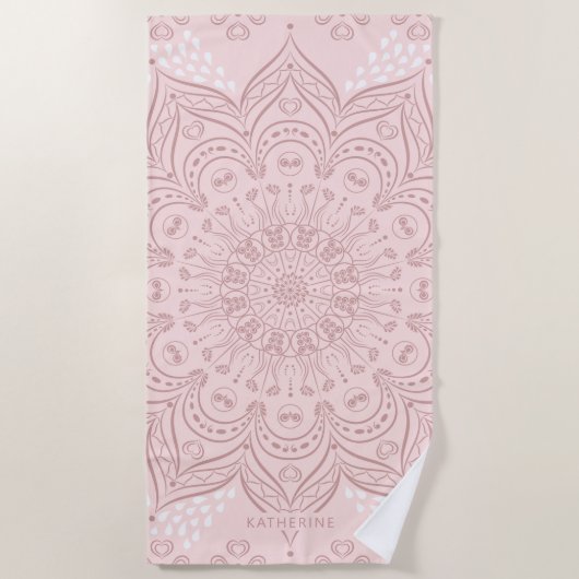 Elegant Speciaal Boho Blush Pink Mandala Strandlaken (Voorkant)