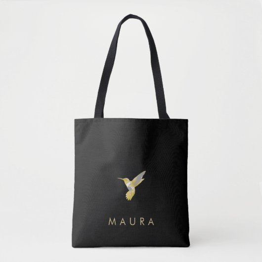 Elegant, speciaal gepersonaliseerd Gold Hummingbir Tote Bag (Voorkant)