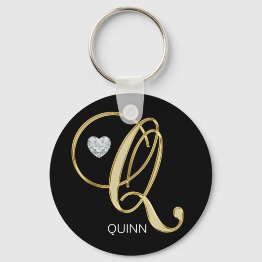 Elegant, speciaal gepersonaliseerd Gold monogramme Sleutelhanger (Voorkant)