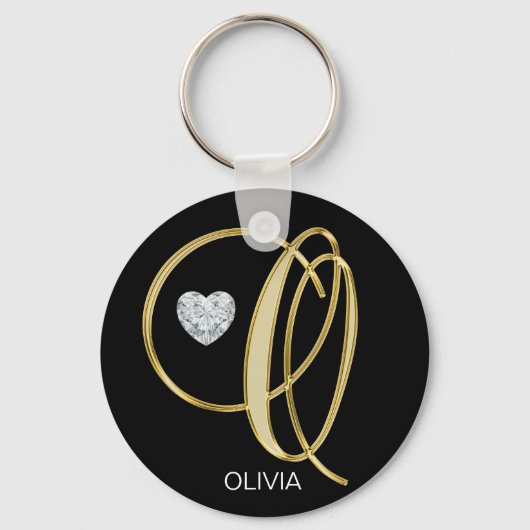 Elegant, speciaal gepersonaliseerd Gold monogramme Sleutelhanger (Voorkant)
