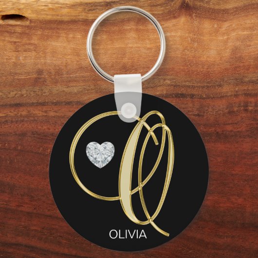Elegant, speciaal gepersonaliseerd Gold monogramme Sleutelhanger (Voorkant)