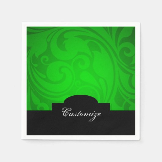 Elegant, speciaal gepersonaliseerd zwart en groen  servetten (Voorkant)