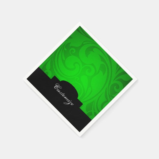 Elegant, speciaal gepersonaliseerd zwart en groen  servetten (Hoek)