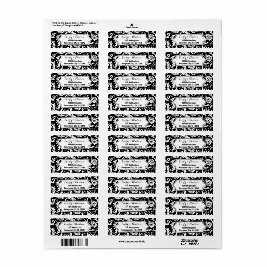 Elegant, speciaal gepersonaliseerd zwart en wit, F Etiket (Full Sheet)