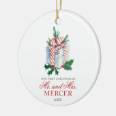 Elegant, speciaal kerstfeest, nieuw gehuwd keramisch ornament (Links)