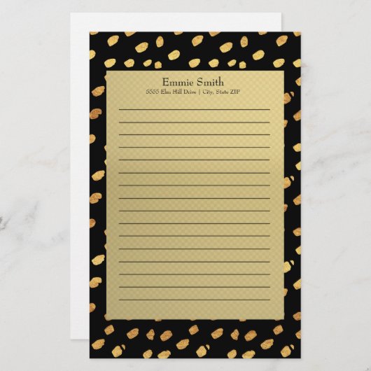 Elegant, speciaal ontworpen zwart en goud briefpapier (Voorkant / Achterkant)