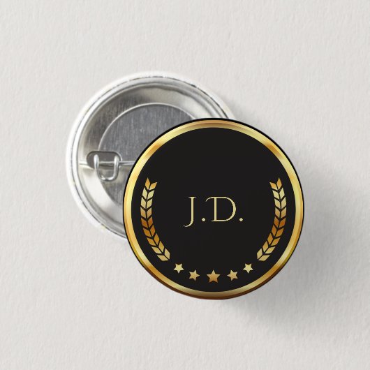 Elegant, speciaal ontworpen zwart en goud ronde button 3,2 cm (Voorkant /achterkant)