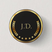 Elegant, speciaal ontworpen zwart en goud ronde button 3,2 cm (Voorkant)
