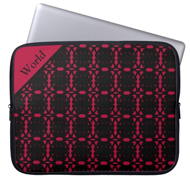Elegant, speciaal zwart-wit en rood Abstract patro Laptop Sleeve (Voorkant)