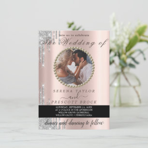 Elegant Special Roos Gold Photo Wedding Kaart