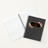 Elegant Specialized Black Polka Dot and Rozen Notitieboek (Binnen)