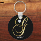 Elegant Specialized Gold Monogrammed Letter G Sleutelhanger (Voorkant)