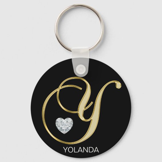 Elegant Specialized Gold Monogrammed Letter Y Sleutelhanger (Voorkant)