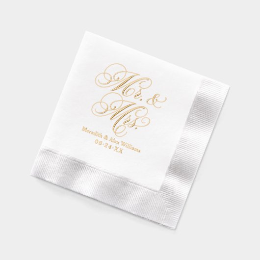 Elegant Specialized Mr. and Mrs Wedding Monogram Folie Servetten (Links)
