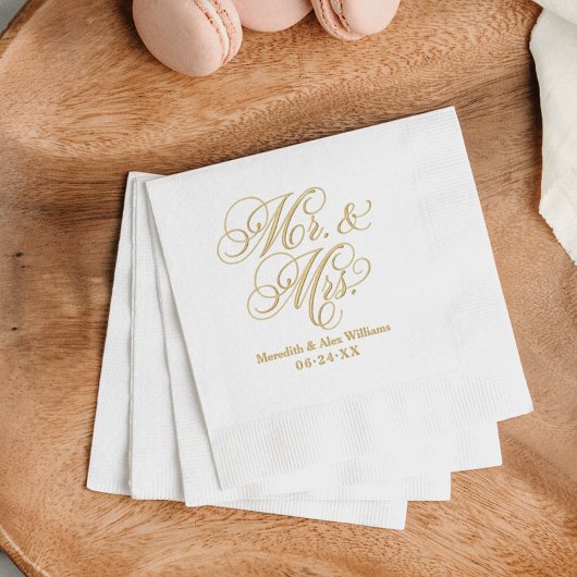 Elegant Specialized Mr. and Mrs Wedding Monogram Folie Servetten