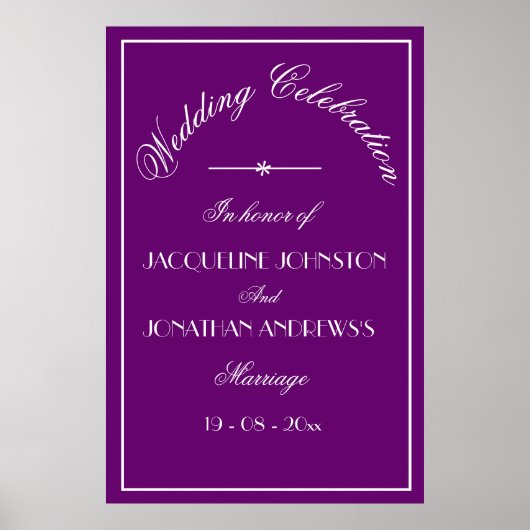 Elegant Specialized Names Wedding Welcome Sign Poster (Voorkant)