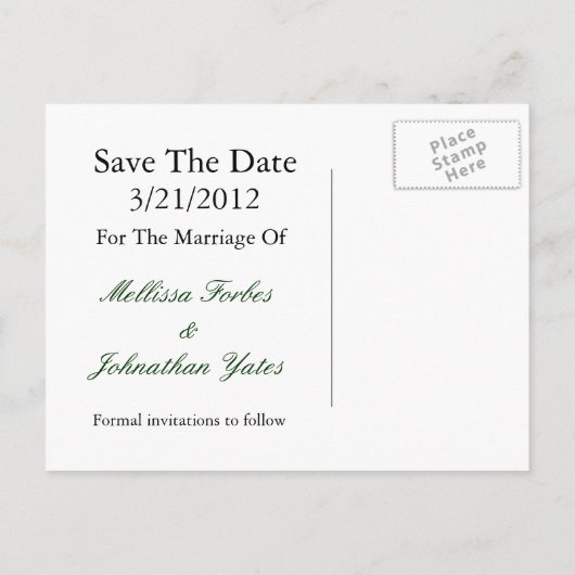 Elegant spelden sparen het Briefkaart van de Datum (Achterkant)