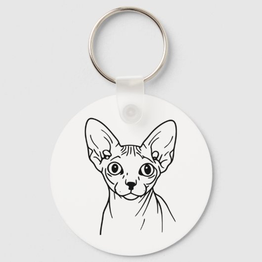 Elegant Sphynx Cat Line Art Sleutelhanger (Voorkant)