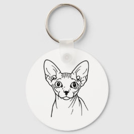 Elegant Sphynx Cat Line Art Sleutelhanger