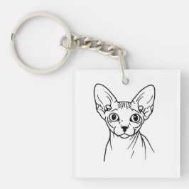 Elegant Sphynx Cat Line Art Sleutelhanger