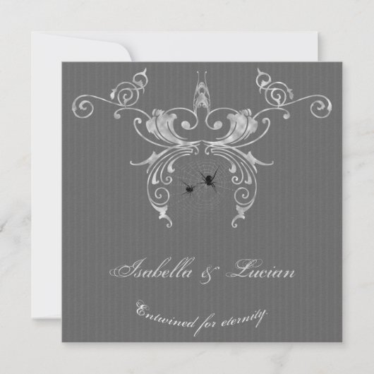 Elegant Spiders Gothic Halloween Wedding Invitatio Kaart (Voorkant)