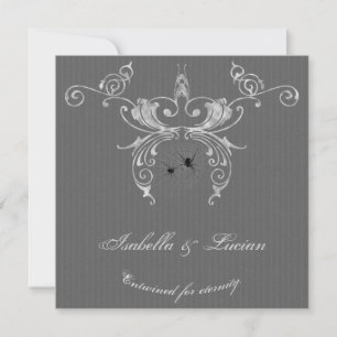 Elegant Spiders Gothic Halloween Wedding Invitatio Kaart