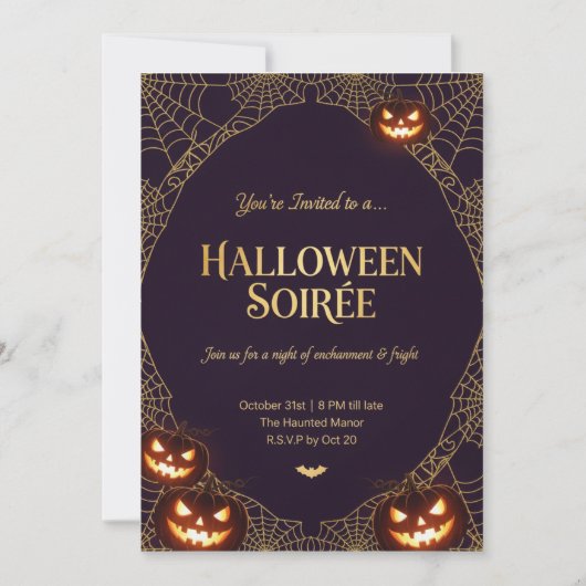 Elegant Spiderweb Halloween Invitation Kaart (Voorkant)