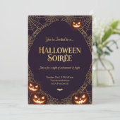 Elegant Spiderweb Halloween Invitation Kaart (Staand voorkant)