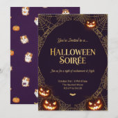 Elegant Spiderweb Halloween Invitation Kaart (Voorkant / Achterkant)