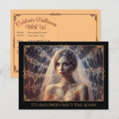 Elegant Spiderweb Meisje Halloween Briefkaart Uitn (Voorkant / Achterkant)