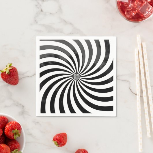 Elegant Spiral Black en White Paper Napkin Servet (Insitu)