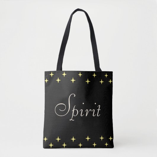 Elegant Spirit Calligrafie en sterren op zwart Tote Bag (Voorkant)
