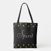 Elegant Spirit Calligrafie en sterren op zwart Tote Bag (Achterkant)