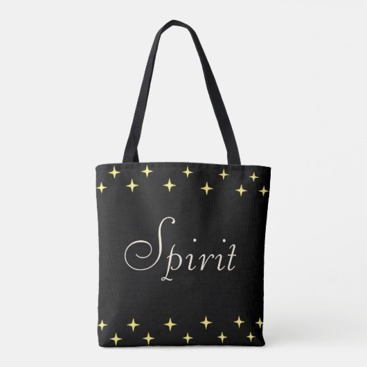 Elegant Spirit Calligrafie en sterren op zwart Tote Bag (Achterkant)