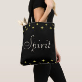 Elegant Spirit Calligrafie en sterren op zwart Tote Bag (Dichtbij)