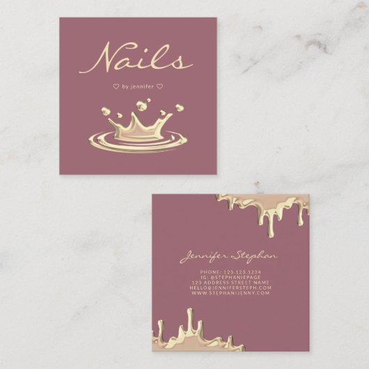 Elegant Splash Gold Pools modern Roos Vierkante Visitekaartje (Voorkant / Achterkant)