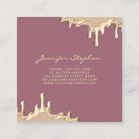 Elegant Splash Gold Pools modern Roos Vierkante Visitekaartje (Achterkant)