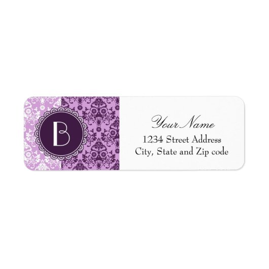 Elegant Split Damask Patroon met Monogram Etiket (Voorkant)
