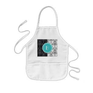 Elegant Split Damask Patroon met Monogram Kinder Schort