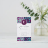Elegant Split Damask Patroon met Monogram Visitekaartje (Staand voorkant)