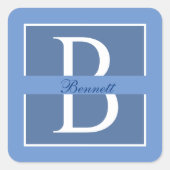 Elegant Split Initiaal Vierkante Sticker (Voorkant)