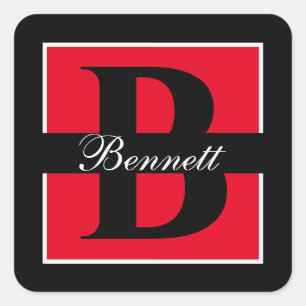 Elegant Split Initiaal Vierkante Sticker