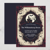 Elegant spookhuis Halloween Kaart (Voorkant / Achterkant)