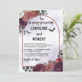 Elegant Spooky Floral Gothic Halloween Wedding Kaart (Staand voorkant)