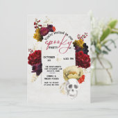 Elegant Spooky Floral Halloween Party Kaart (Staand voorkant)