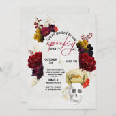 Elegant Spooky Floral Halloween Party Kaart (Voorkant / Achterkant)